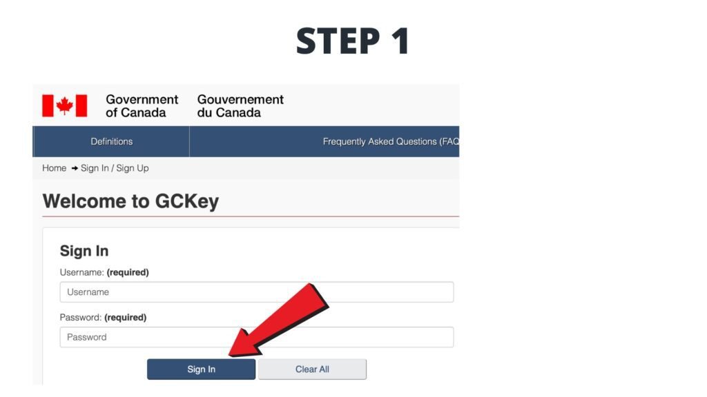 IRCC Secure Account page with GCKey sign-in option
