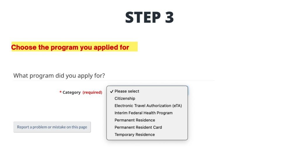 Select an application details option to link your IRCC application to GCKey